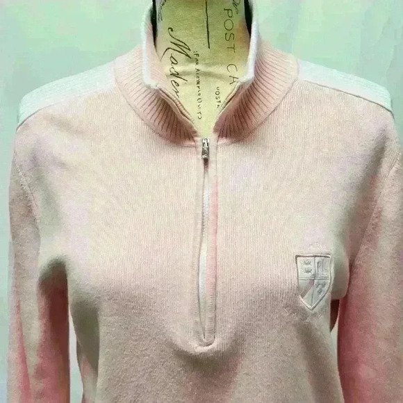 L-RL Ralph Lauren Active Womens Pink Sweater size Large Zip up - Picture 4 of 11